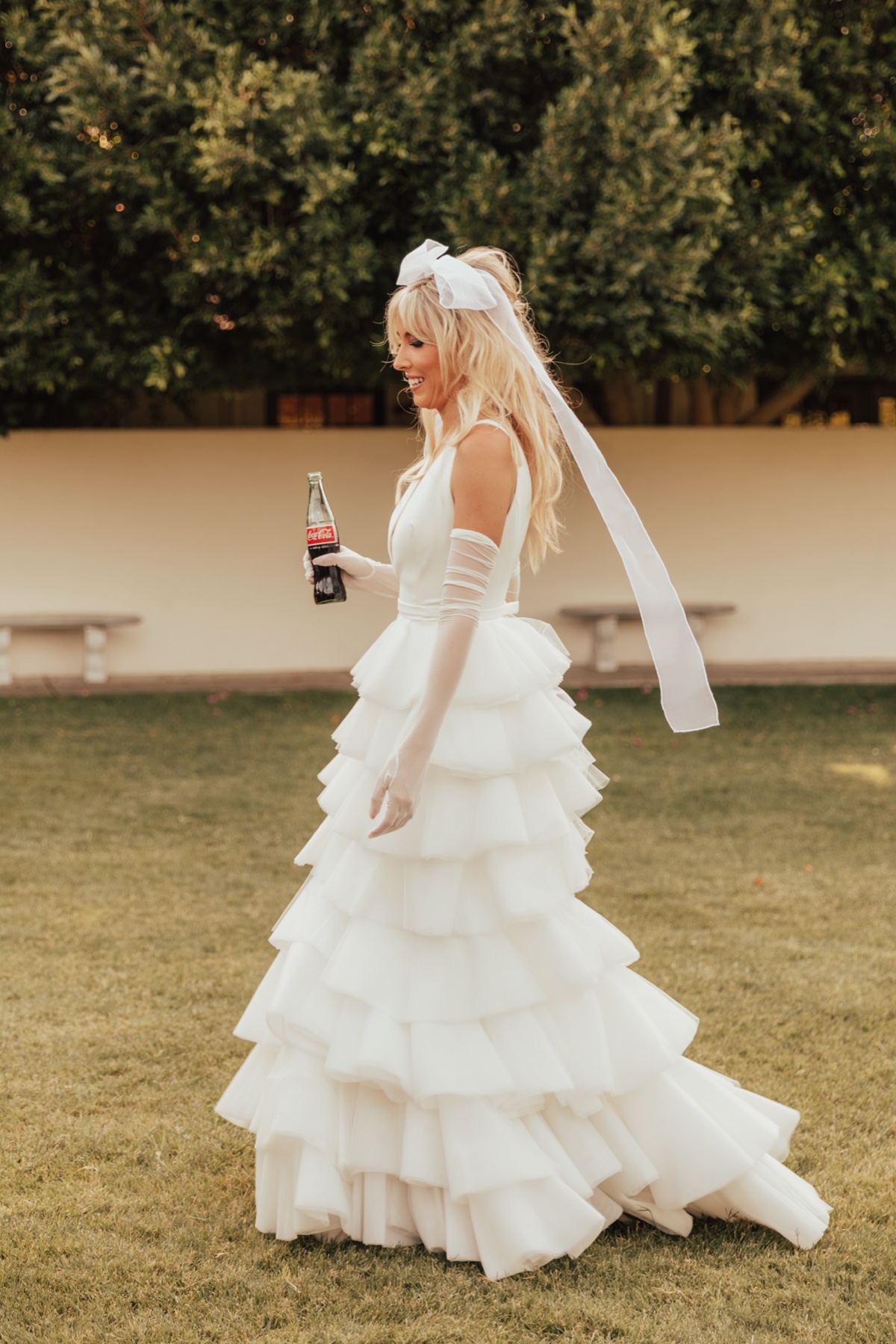 bride drinking coca cola